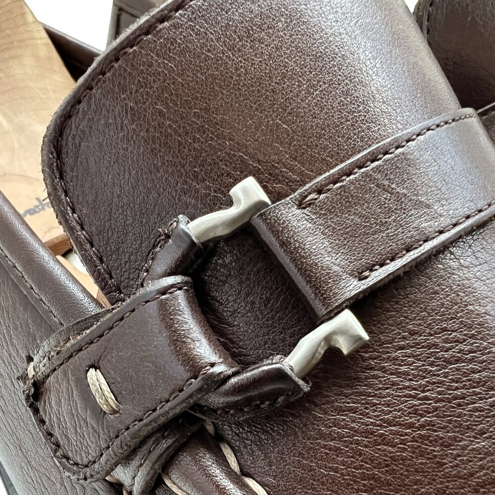 $1090 Salvatore Ferragamo Mens Silver Gancini Bit Leather Shoes Loafers 8.5 E